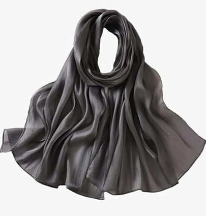 Organza Silk Hijabs Darkish Grey