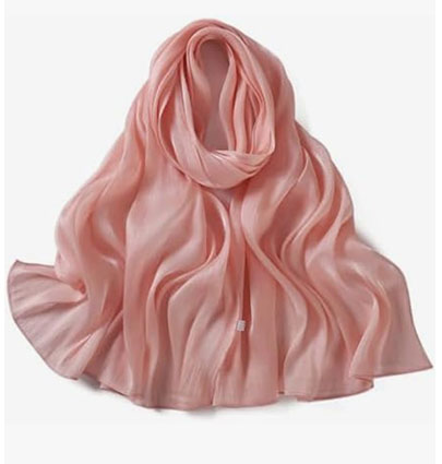 Organza Silk Hijabs Peach