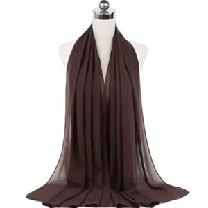 Plain Chiffon Hijabs Drak Borwn