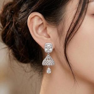 Zircon Jhumki Rectangle Silver